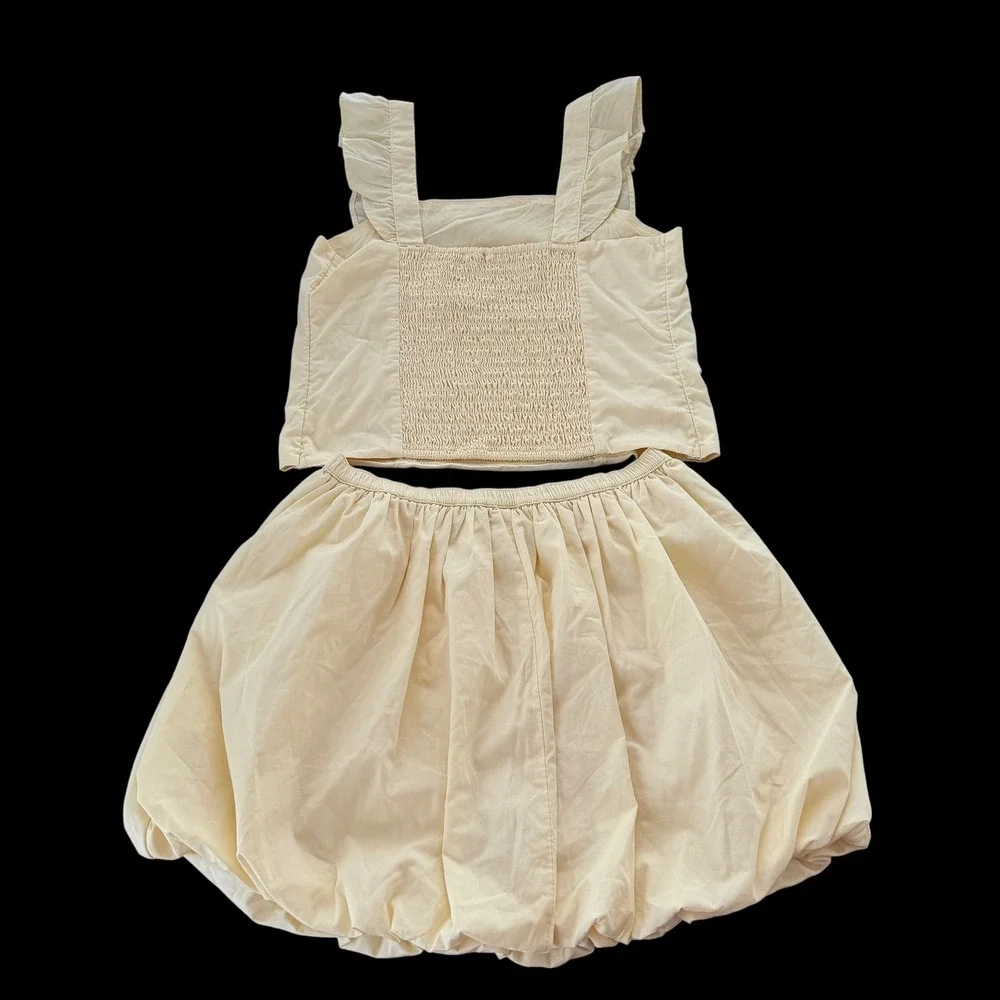 Abercrombie Kids Girls Yellow 2-Piece Ruffle Crop Top and Bubble Skirt Set 13/14